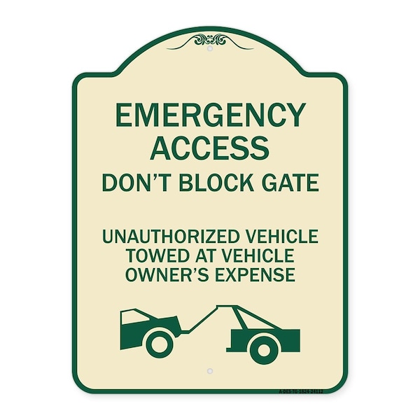 Emergency Access Don't Block Gate Unauthorized Vehicles Towed at Vehicle Owners Expe, TG-1824-24112